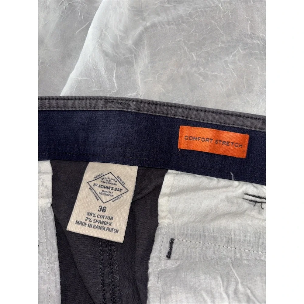 St. John's Bay Cargo Shorts Mens 36 Dark Gray Comfort Stretch Cotton Blend